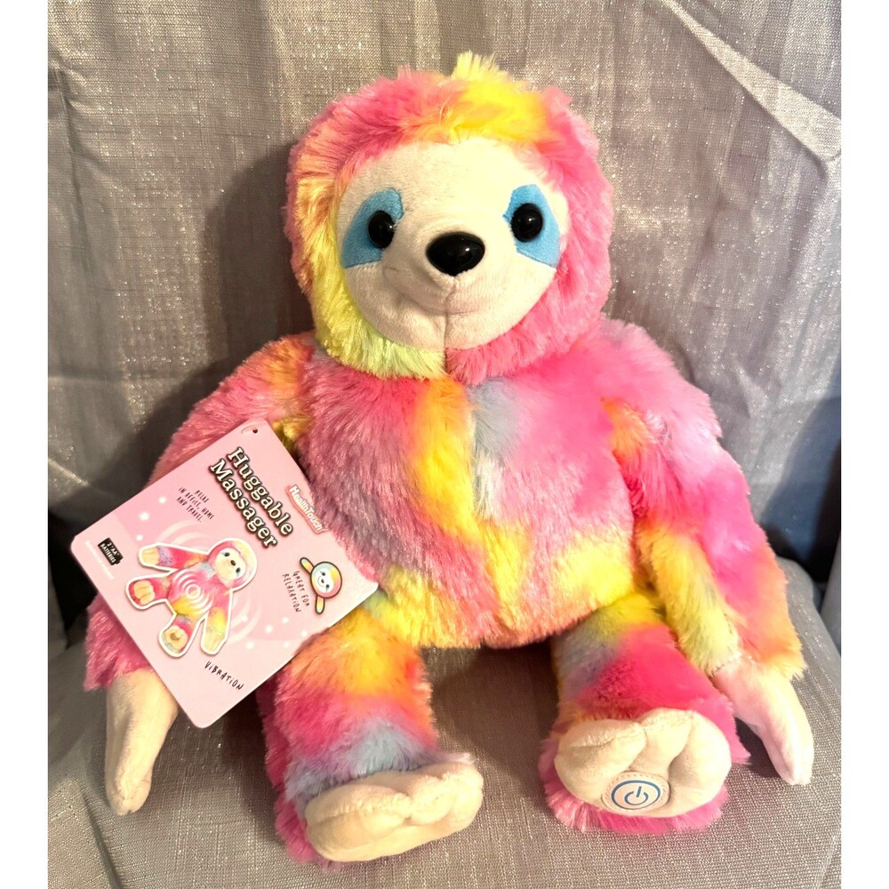 New Health Touch Huggable Massager w/ Relaxing Vibration Rainbow Sloth Gift